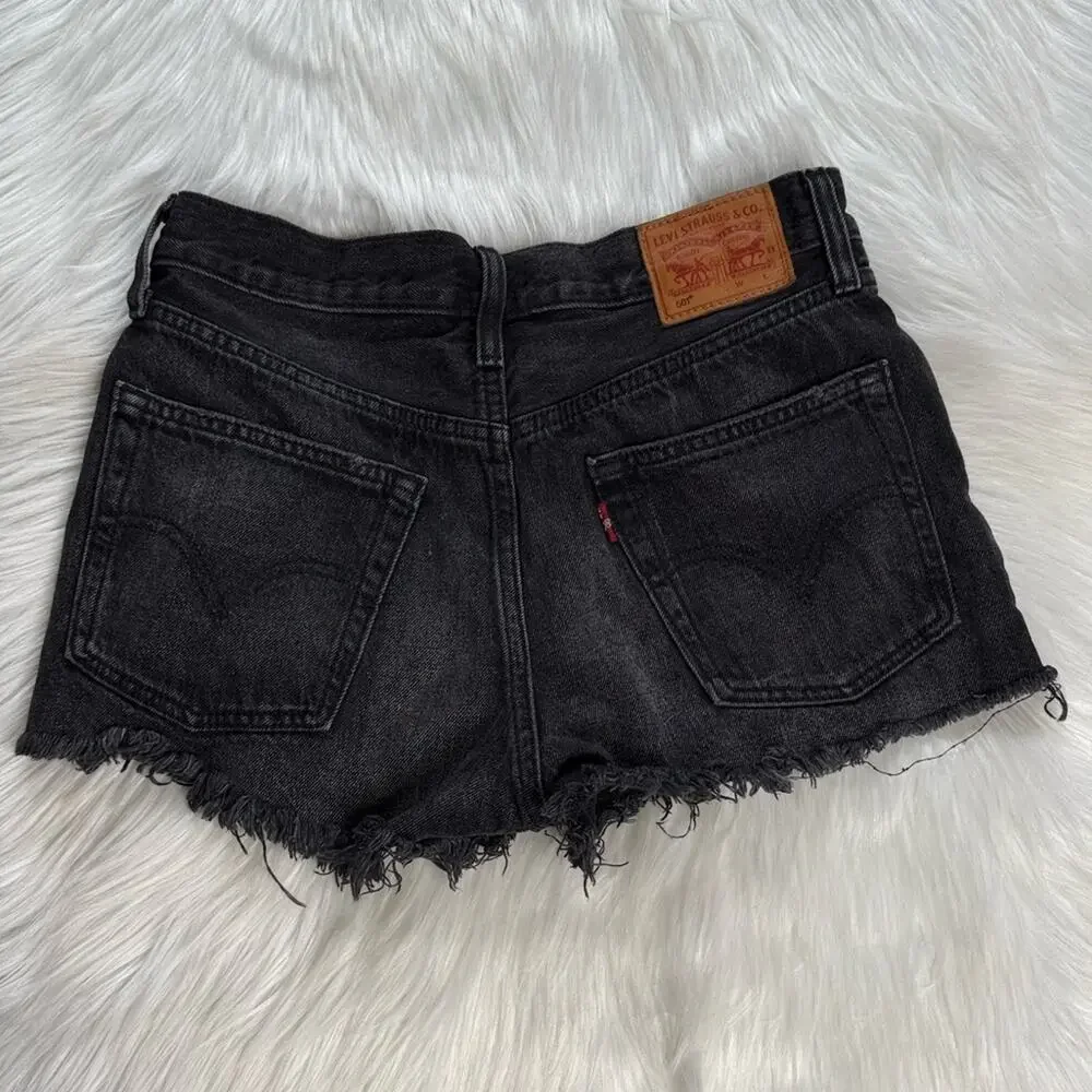 Levi’s 501 Trashed Black Denim Button Front Cut Offs